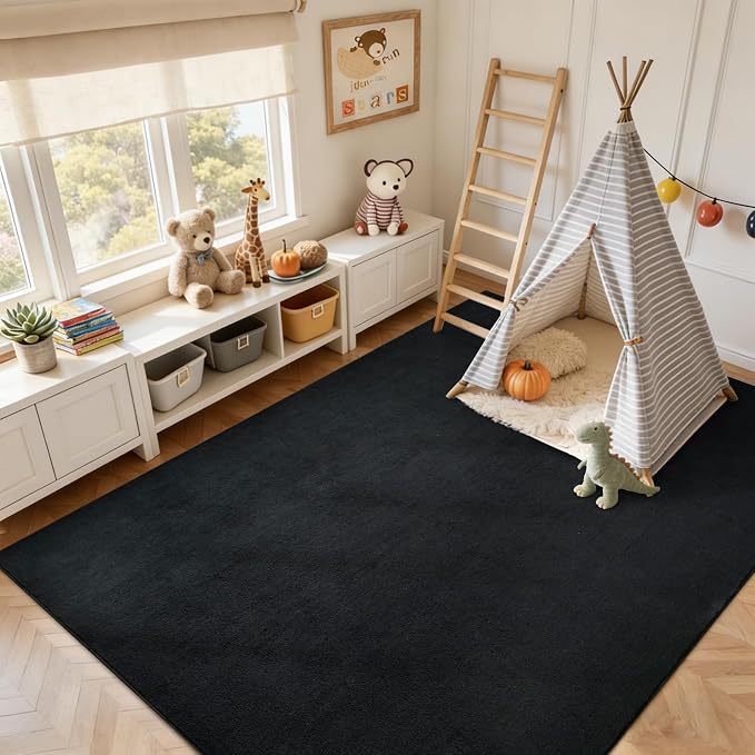 FinRèc 5x7 Washable Area Rugs for Bedroom Living Room, Low Pile Thin Rug Solid - Image 5