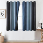 Estelar Textiler Black and Navy Blue Ombre Blackout Curtains 45 Inch Length by ESTELARTEXTILER