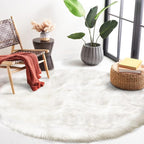 Latepis White Round Rug 6.7 ft, Faux Fur Sheepskin Circle Rug - Image 7