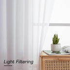 Simplebrand White Sheer Curtains 90 Inches Long, Light Filtering Rod Pocket - Image 2