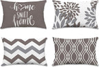 Hexagram Geometric Grey Pillow Covers 12x20 Set of 4, Decorative Outdoor Boho by Hexagram