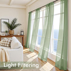 MIULEE Sage Green Sheer Curtains 84 Inches Long, 4 Panels Set, Light Filtering - Image 4