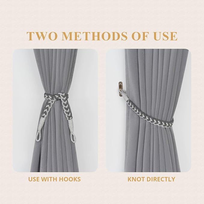 NICEEC 2 Pack Natural Cotton Rope Curtain Tiebacks Elegant Boho Style - Image 5