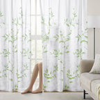 HOMEIDEAS Non-See-Through Sage Green and White Privacy Sheer Curtains 52 X 84 - Image 2