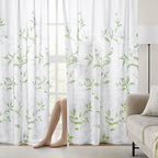 HOMEIDEAS Non-See-Through Sage Green and White Privacy Sheer Curtains 52 X 63 - Image 2