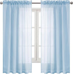 DWCN Sky Blue Sheer Curtains Semi Transparent Voile Rod Pocket Curtains - Image 9