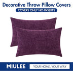 MIULEE Pack of 2 Couch Throw Pillow Covers 12x20 Inch Soft Plum Purple Chenille - Image 6