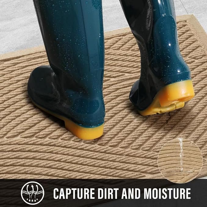 HIYARD Sturdy Front Door Mat, Absorbent Muddy Dirt Resist Welcome Door Mats - Image 2