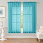 OWENIE Sheer Turquoise Curtains, Sheer Curtains 63 inch Length 2 Panels Set by OWENIE