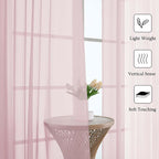 Lecloud Blush Pink Sheer Curtains 84 Inches Long 2 Pcs, Rod Pockets Breathable - Image 2