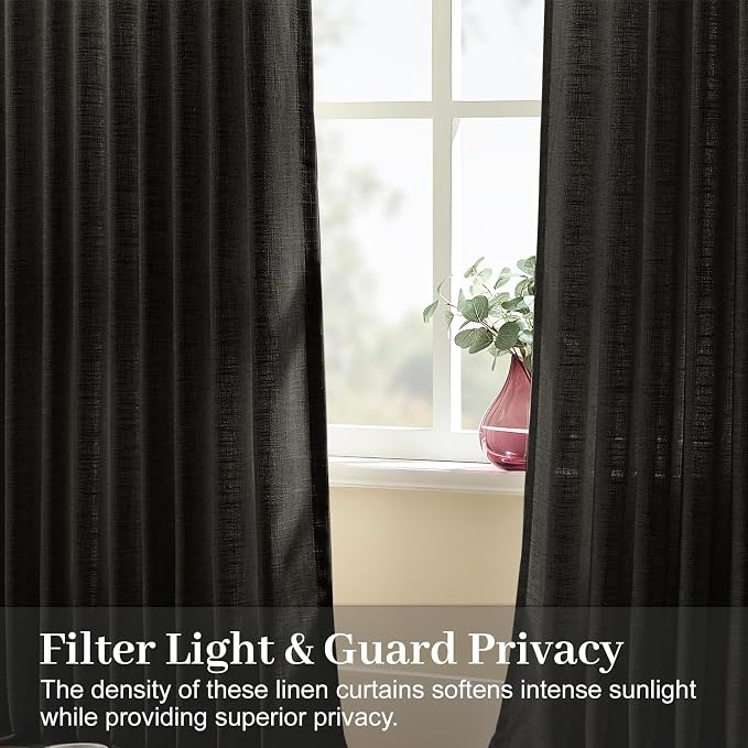 IVAPUPU Black Pinch Pleated Curtains 96 Inches Long - Image 2