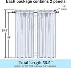 Simplebrand Dusty Blue Semi Sheer Curtains 54 Inch Length 2 Panels, Geometric - Image 7
