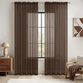 MIULEE Short Chocolate Brown Sheer Curtains 45 Inches Long, Light Filtering by MIULEE