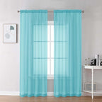 Chyhomenyc Sheer Aqua Curtains 90 inches Long 2 Panels, Light Filtering Soft by Chyhomenyc