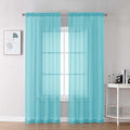 Chyhomenyc Aqua Sheer Curtains 84 Inches Long 2 Panels Set, Light Filtering by Chyhomenyc