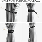 Hion 2 Pcs Boho Curtain Tiebacks, Wood Beads Curtain Holdbacks, Outdoor - Image 4
