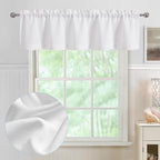 Chyhomenyc White Valance for Windows, Light Filtering Faux Linen Textured by Chyhomenyc