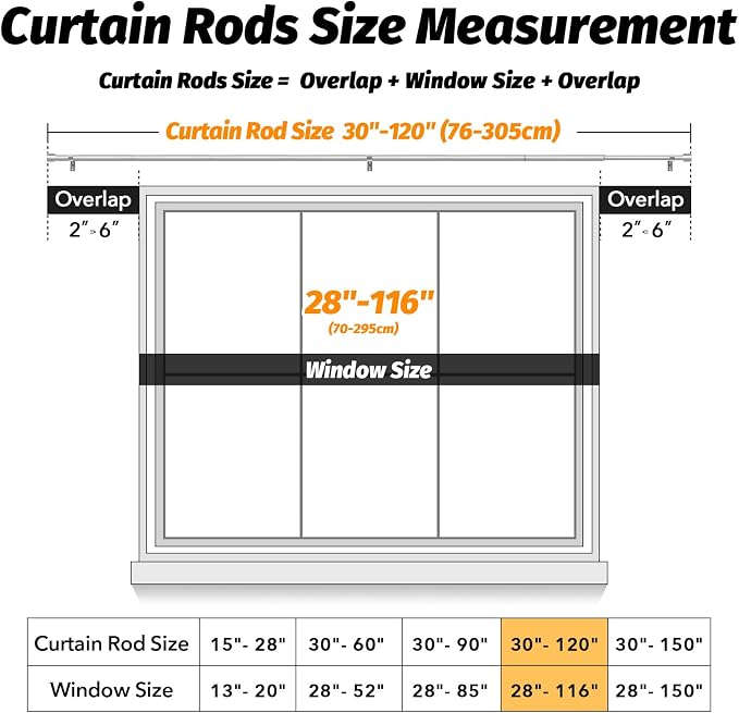 GEEBOBO Silver Curtain Rods for Windows 66 to 120 Inch, 1 Inch Adjustable Heavy - Image 5