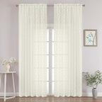 Chyhomenyc Ivory Sheer Curtains 96 Inch Length 2 Panels Set, Light Filtering by Chyhomenyc