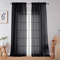Black Sheer Curtains for Bedroom Living Room 96 Inches Long 2 Panels, Modern by WelvetBLK