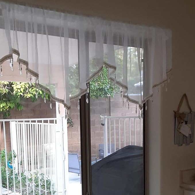 Molaxhome Swag Curtain 51 inch Length Rod Pocket Scalloped Curtain Valance - Image 6