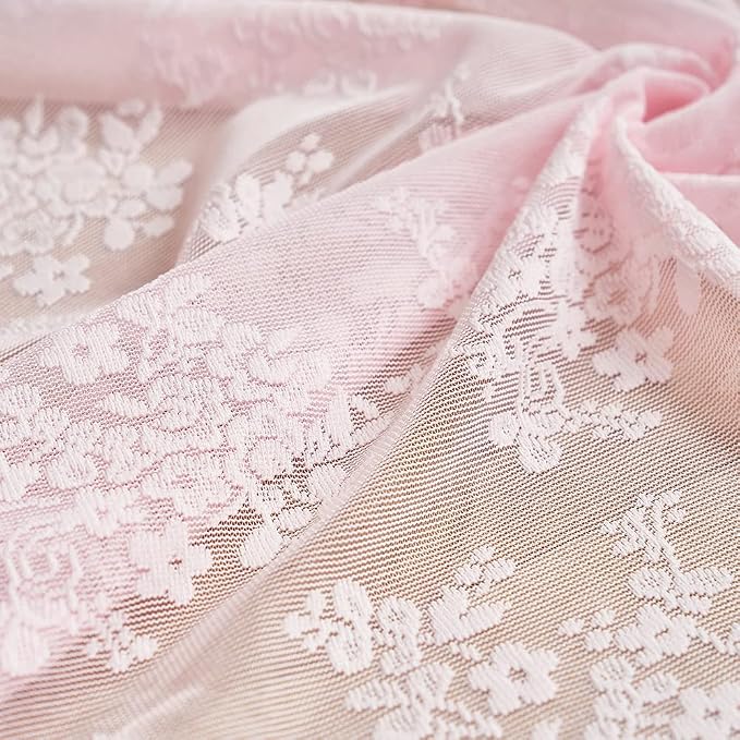 YJ YANJUN Vintage Lace Curtains 63 Inches Length- Cute Sheer Pink Curtains - Image 4