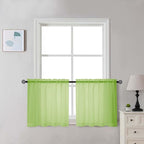 Chyhomenyc Sheer Lime Tier Curtains 24 Inch Length Set, Small Window Kitchen by Chyhomenyc