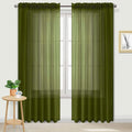 DWCN Olive Green Sheer Curtains Semi Transparent Voile Rod Pocket Curtains by DWCN