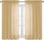 DWCN Taupe Sheer Curtains Semi Transparent Voile Rod Pocket Curtains - Image 9