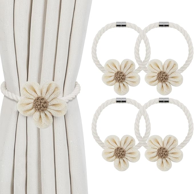 KLOGTSIND Magnetic Curtain Tiebacks, 4 Pack Flower Curtain Holdbacks by KLOGTSINDDirect