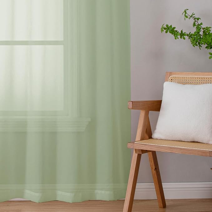 OWENIE Sheer Curtains 54 inches Long 2 Panles - Image 7