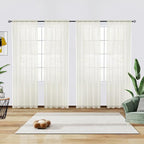 youleyar Solid Sheer Rod Pocket Curtain Voile Draperies 4 Panels Ivory Beige by Youleyar