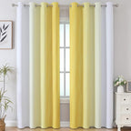 Estelar Textiler Yellow and Greyish White Gradient Blackout Curtains, Thermal - Image 2