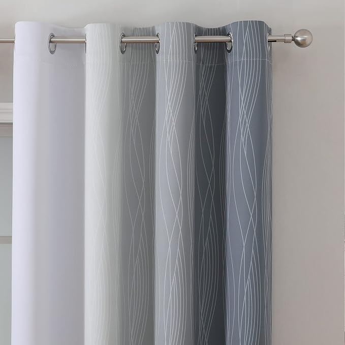 Estelar Textiler Grey and Greyish White Ombre Blackout Curtains 90 Inches Long - Image 4
