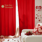 HOMEIDEAS Christmas Non-See-Through Red Privacy Sheer Curtains, 52 X 72 Inches by HOMEIDEAS