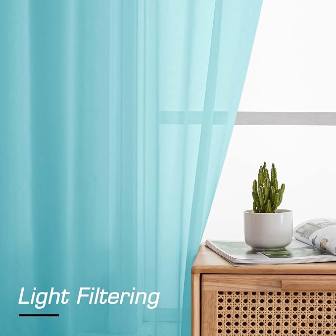 Simplebrand Aqua Short Sheer Curtains 45 Inch Length - Image 5