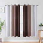 Estelar Textiler Brown and Greyish White Blackout Curtains 63 Inch Length 2 - Image 2