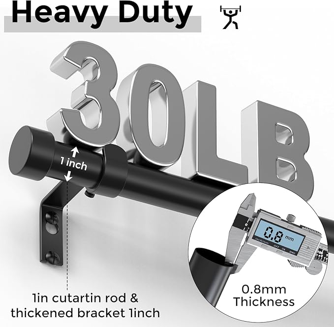 VOIIY Curtain Rods for Windows 66 to 120 Inch, Modern Adjustable Heavy Duty - Image 3