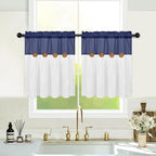 FRAMICS Boho Kitchen Curtains 24 Inch Length, Farmhouse Cotton Linen Tier by FRAMICS