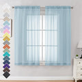 OVZME Sky Blue Sheer Curtains 63 Inches Long 2 Panels by OVZME
