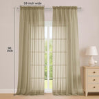 OWENIE Extra Long Taupe Sheer Curtains 96 Inches Long 2 Panels Set, Soft - Image 2