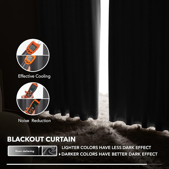 Deconovo Room Darkening Curtains Back Tab and Rod Pocket Curtains Thermal - Image 5