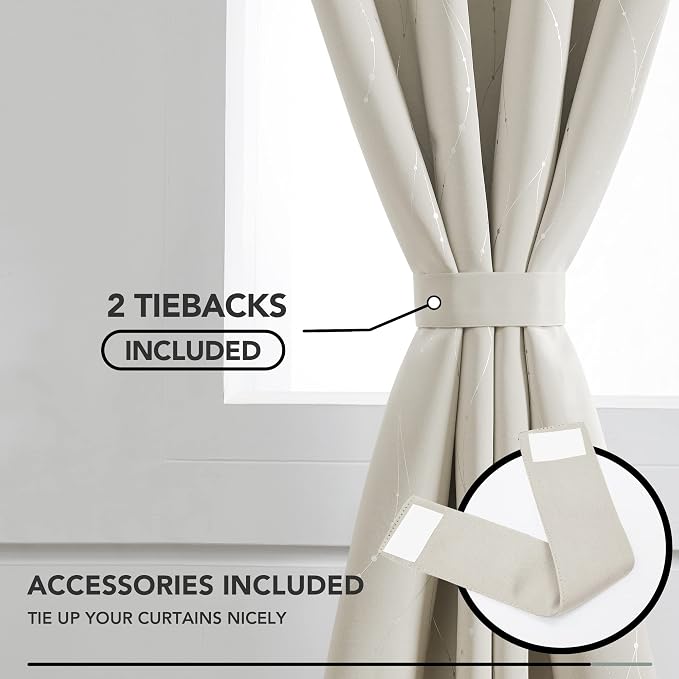 Deconovo Beige Curtains for Living Room, Thermal Insulated Soundproof Drapes - Image 4