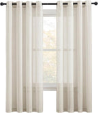NICETOWN Linen Flax Semi Sheer Curtains 72" Length, Grommet Top Bedroom Window by NICETOWN