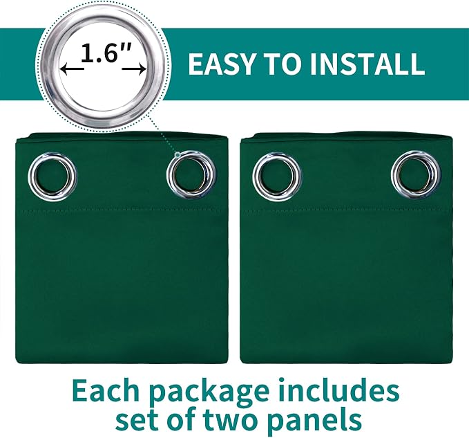 BGment Green Blackout Curtains 84 Inch Length 2 Panels Set, Grommet Thermal - Image 3