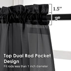 OVZME Black Sheer Curtains 84 Inches Long 2 Panel Sets, Solid Color Lightweight - Image 3