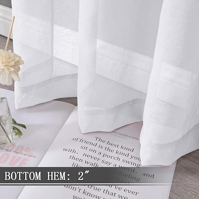 Tollpiz Sheer Curtains Bedroom Linen Textured Curtain Sheers Light Filtering - Image 4
