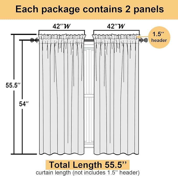 Aiyufeng Light Green Sheer Curtains 54 Inch Length 2 Panels Set - Image 8