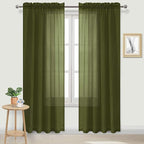 DWCN Olive Green Sheer Curtains Semi Transparent Voile Rod Pocket Curtains by DWCN