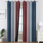 Estelar Textiler Navy Blue and Burgundy Red Ombre Blackout Curtains by ESTELARTEXTILER